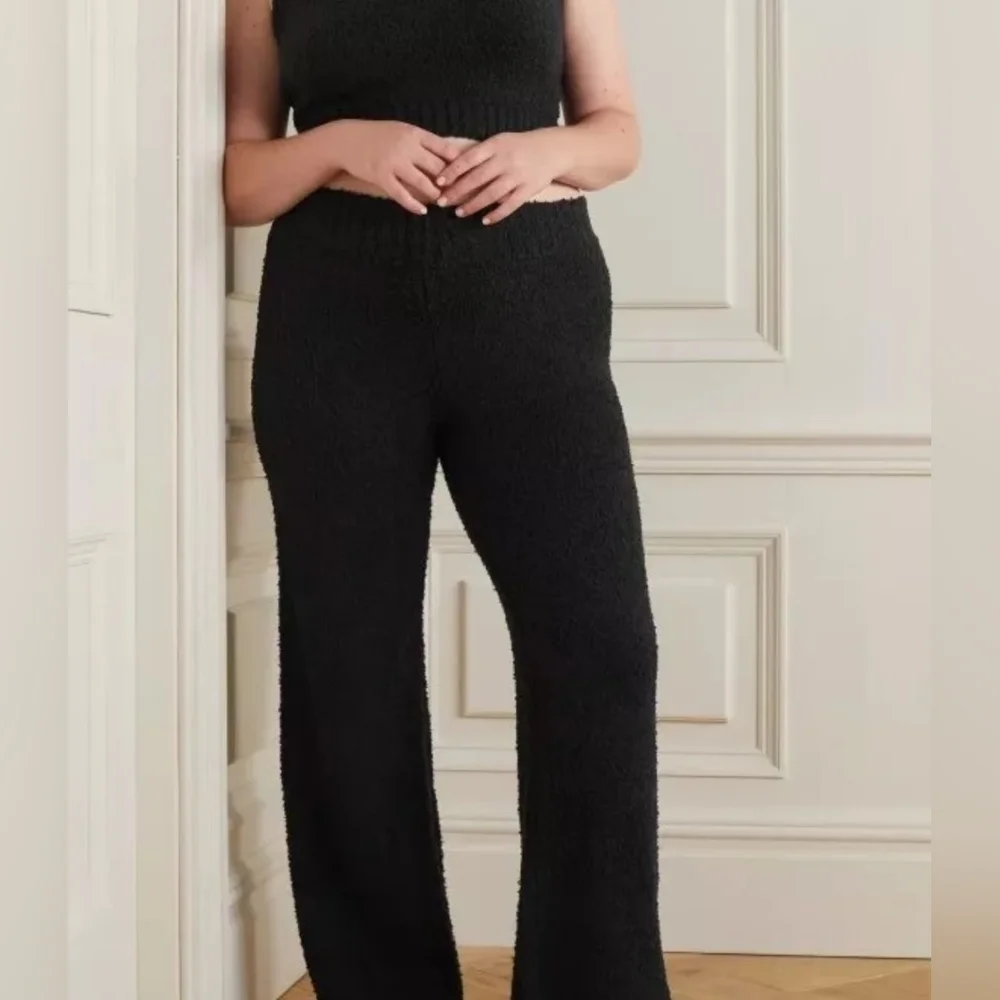 SKIMS Size S/M Cozy Knit Boucle’ Lounge Pants Onyx Black High Rise Reta…